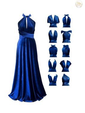 Velvet Multi-Way Wrap Infinity Maxi Dress Bridesmaid Convertible